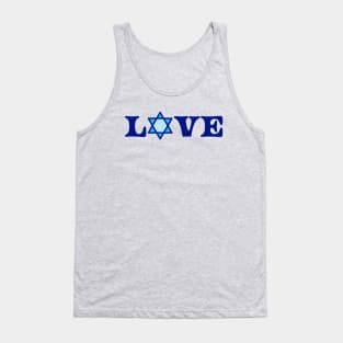 Blue Love Design Written With a Jewish Star of David on a Blue Backdrop, made by EndlessEmporium Tank Top